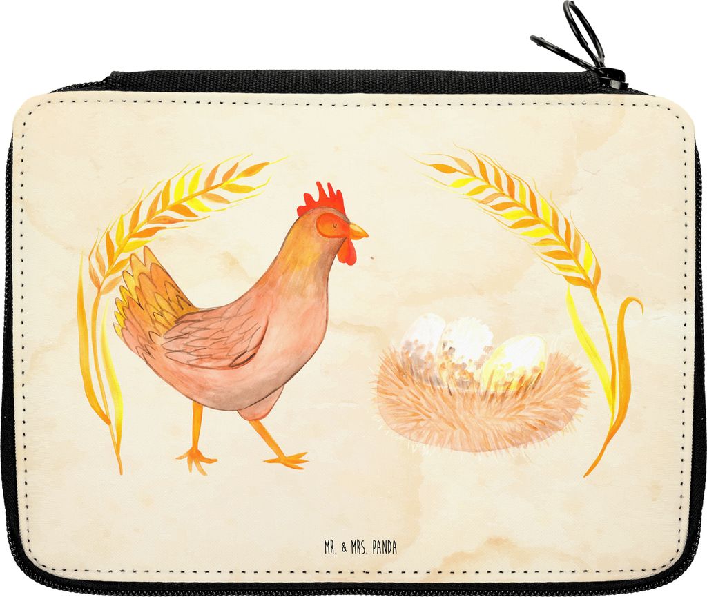 Mr. & Mrs. Panda Mäppchen Huhn Stolz - Vintage - Geschenk, Bauernhof, Bleistiftetui, Hahn, Federmappe, Federtasche, Motivation, Geburt, Schwangers...