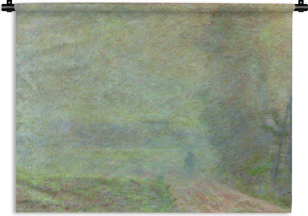 MuchoWow Wandteppich Wandbehang Weg im Nebel - Gemälde von Claude Monet 90x67.5 cm Tapisserie Dekoration Wandtuch - Fototeppich - Wand-Skulpturen