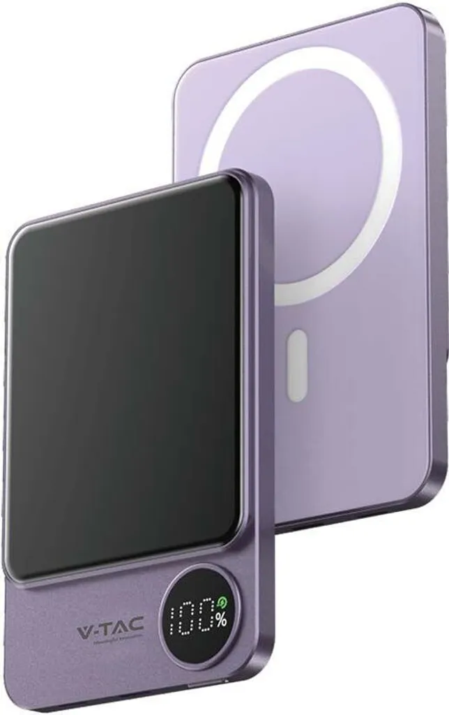 Batterie Externe Violette pour iPhone et Android - Charge Magnétique