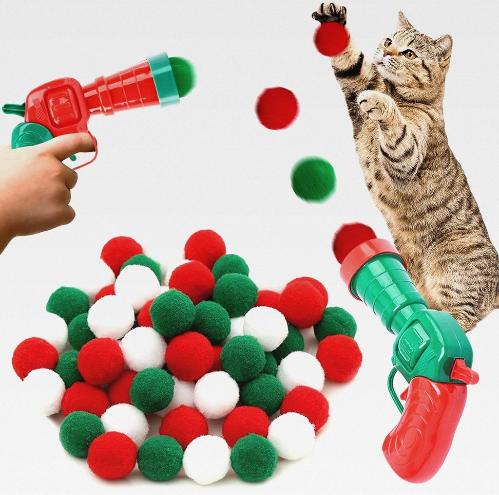 Katzenspielzeug, Interaktives Katzenspielzeug, Katzen Ball Launcher Plush Ball Interactive Cat Toy, Plüsch Kätzchen Haustier Spielzeug Bälle fü...