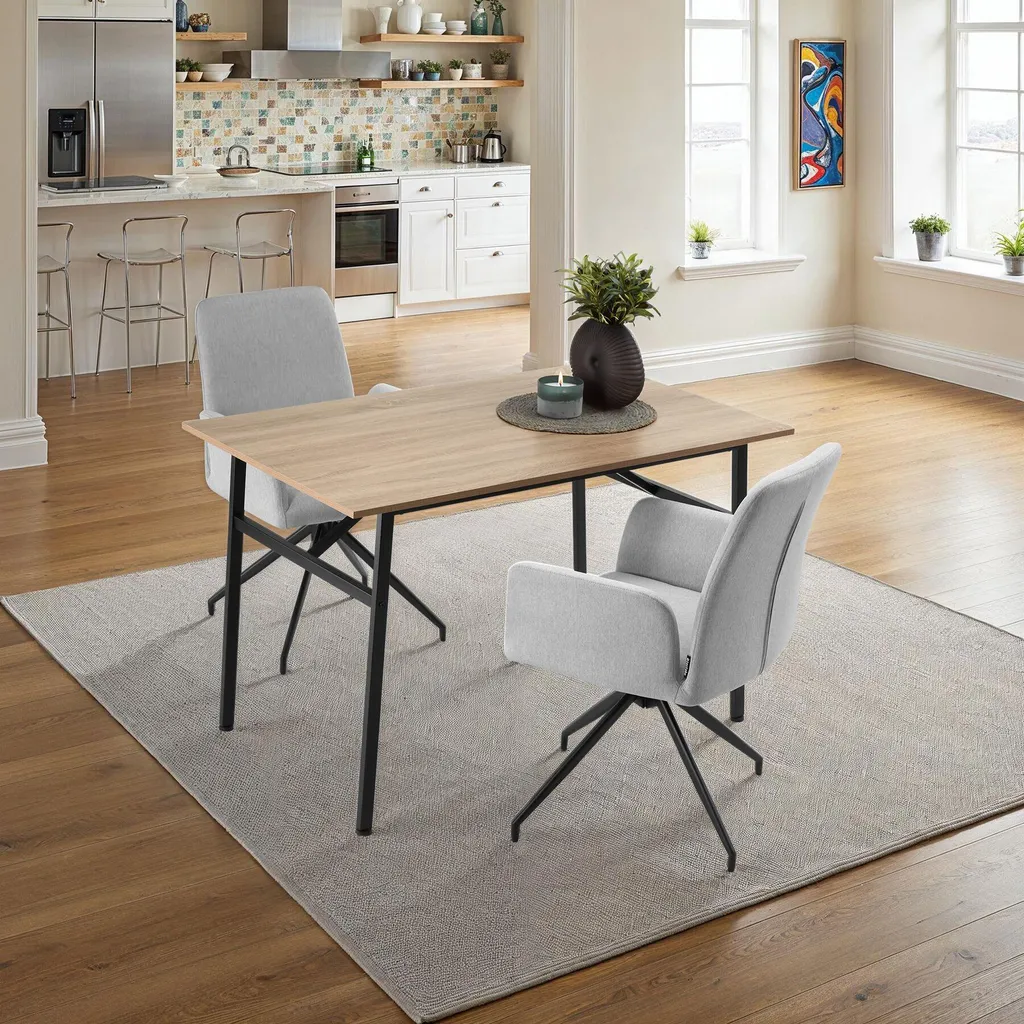 Table de cuisine rectangulaire style loft Swansea bois clair et noir - 9