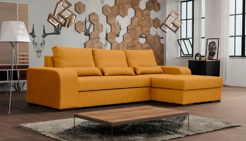 Ecksofa Eckcouch LUBA malmo 41 rechts mit Schlaffunktion und Bettkasten L-Form Sofa