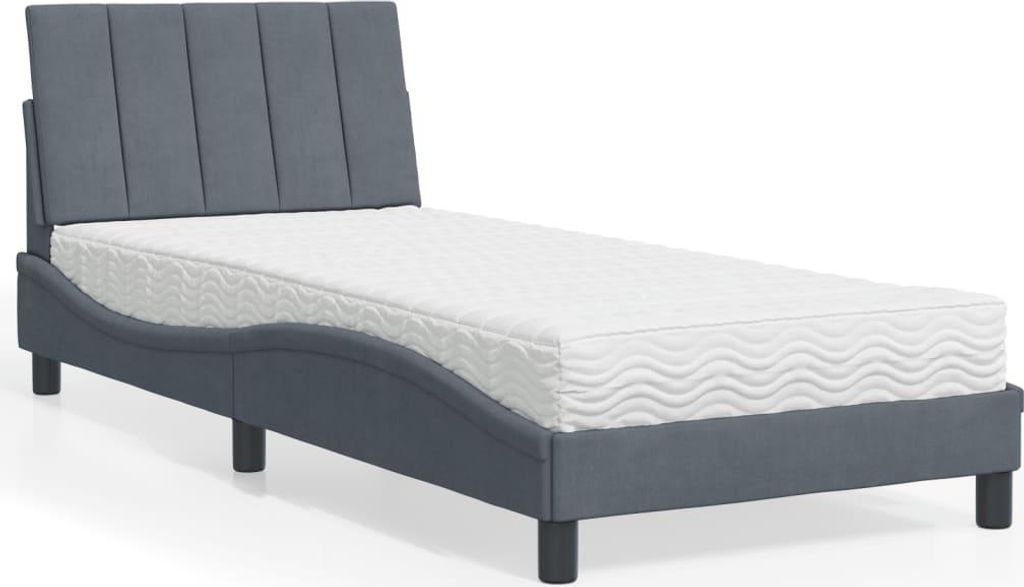 vidaXL Bett mit Matratze "Hanko" Dunkelgrau 80x200 cm Samt