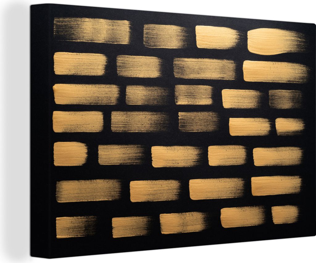 OneMillionCanvasses - Leinwandbilder - 140x90 cm, Goldene Streifen auf schwarzem Hintergrund, Wandbilder Kunstdruck Wanddekoration