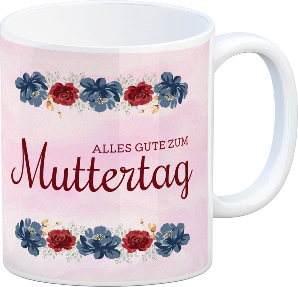 Muttertag Tasse mit Blumengruß und besten Wünschen Tasse Kaffeetasse Becher