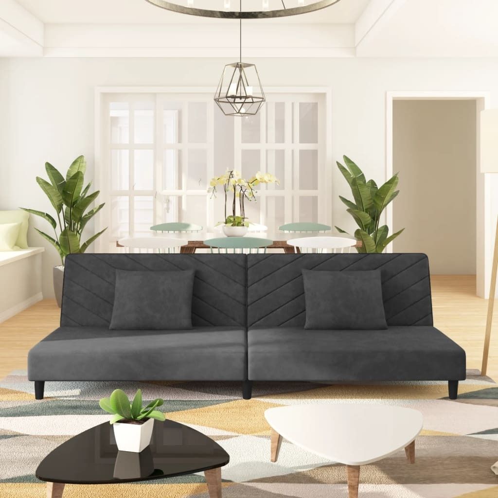 "2026 Promotion" Schlafsofa 2-Sitzer - Bettsofa - mit 2 kissen - Dunkelgrau Samt - Klassische Sofas CC22798