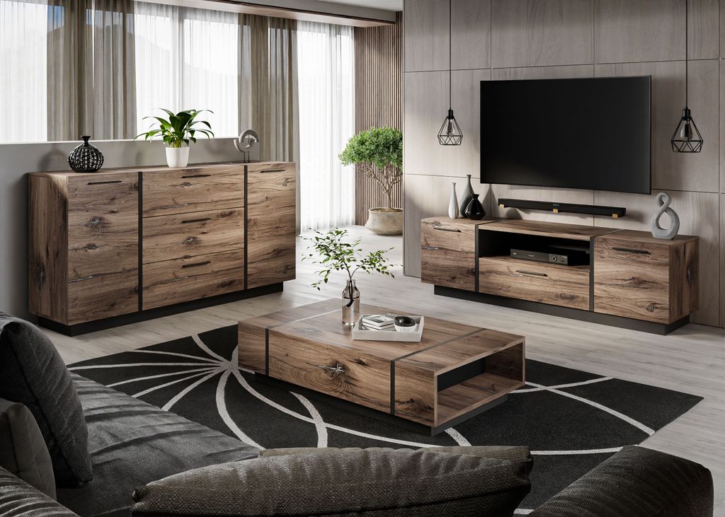 Möbelset ONYX LOFT Flagstaff Eiche, Schwarze Kaufland.de