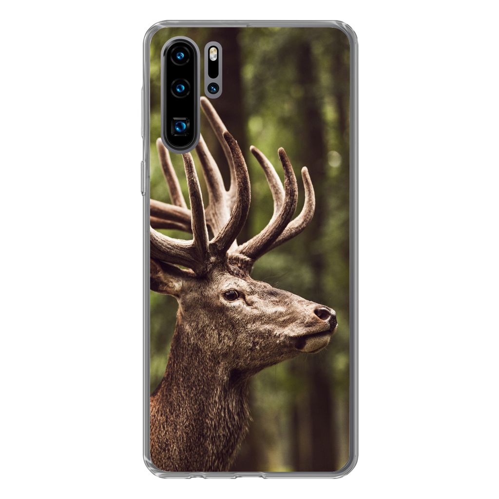 MuchoWow Handyhülle Schutzhülle Hülle für Huawei P30 Pro Hirsch - Natur - Geweih - Wald - Tiere Silikon Softcase Handy Hülle - Schutzdeckel