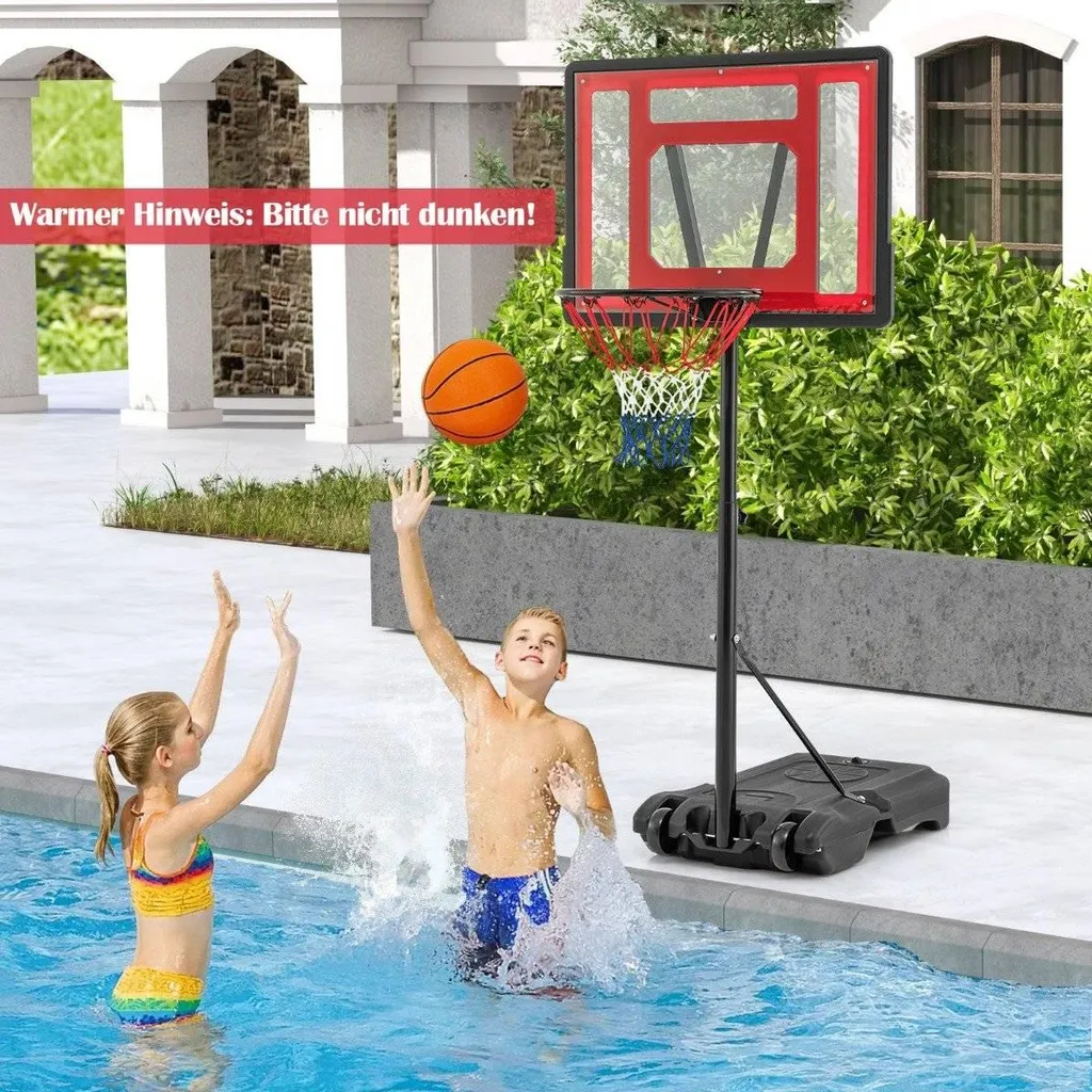 Panier de basket piscine stable réglable 115-135 cm anti-corrosion rouge