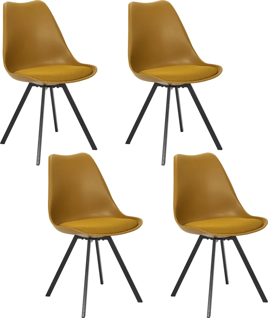 Chaise avec Coussin Atome Jaune - Lot de 4 Chaises Design Nordique