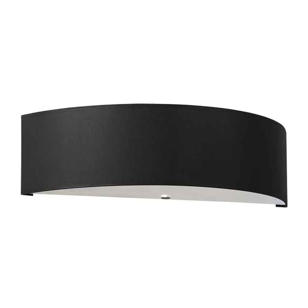 Lampada Parete SKALA BLACK 45cm Sollux: Eleganza Tessuto e Vetro 2xE27