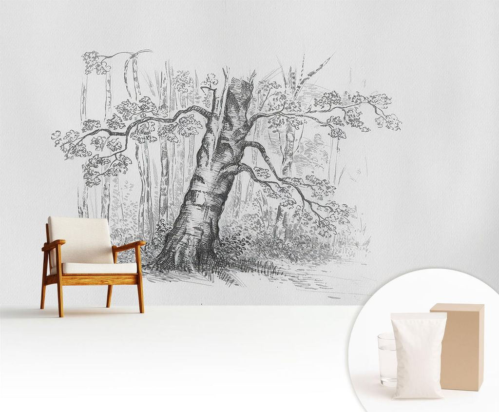 Fototapete - 416x254 cm - Tapete - Wandtapete - Wandbilder - Dekofolie - Tapete Folie - Wand - Dekoration - Wohnzimmer - Waldbaum