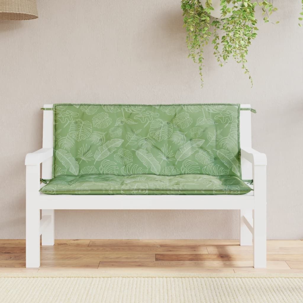 The Living Store Gartenbank-Auflagen 2 Stk. Blattmuster 120x50x7 cm Stoff