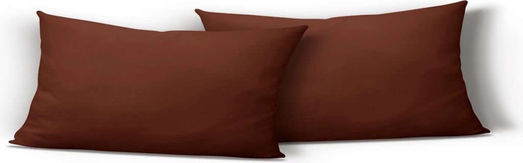 2er Pack Kissenbezug Kissenhülle 40x80 cm braun Uni Jersey Produktbild 1