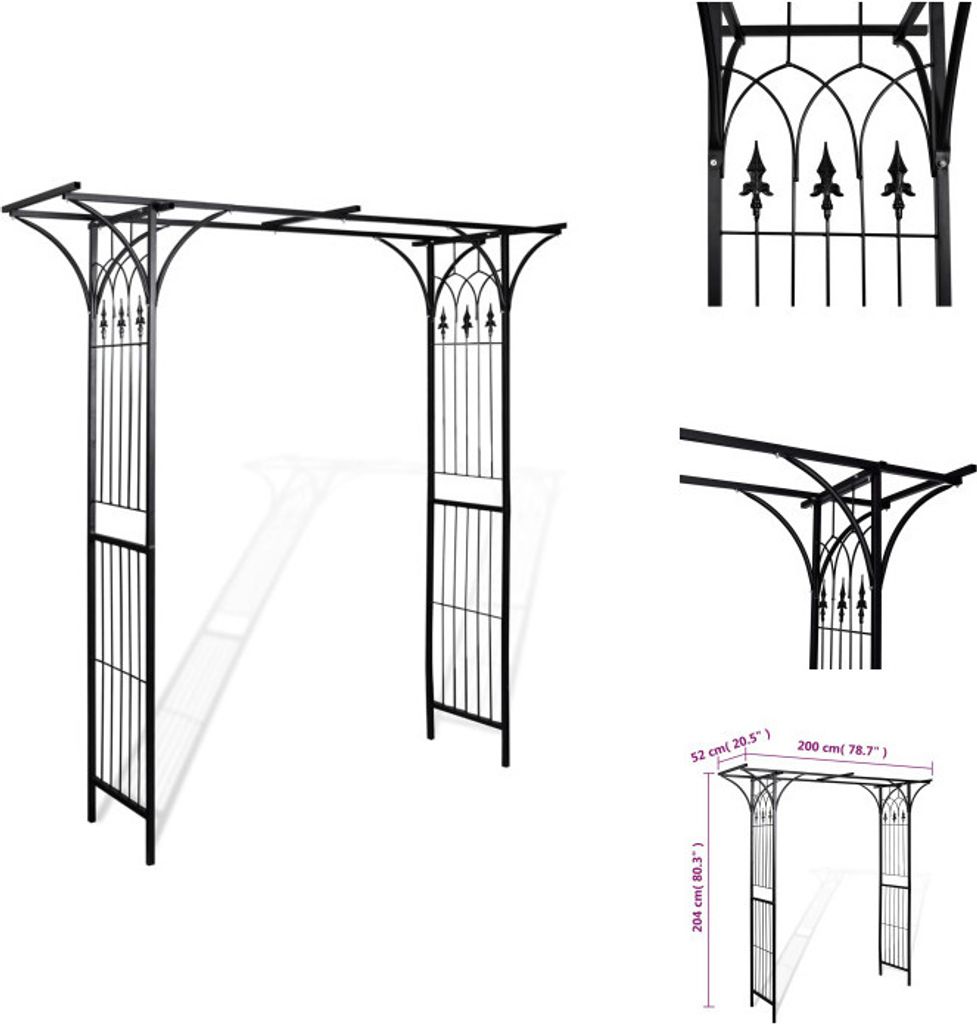 vidaXL Záhradný oblúk 200 x 52 x 204 cm - Oblúky na ruže, Obrázok produktu 