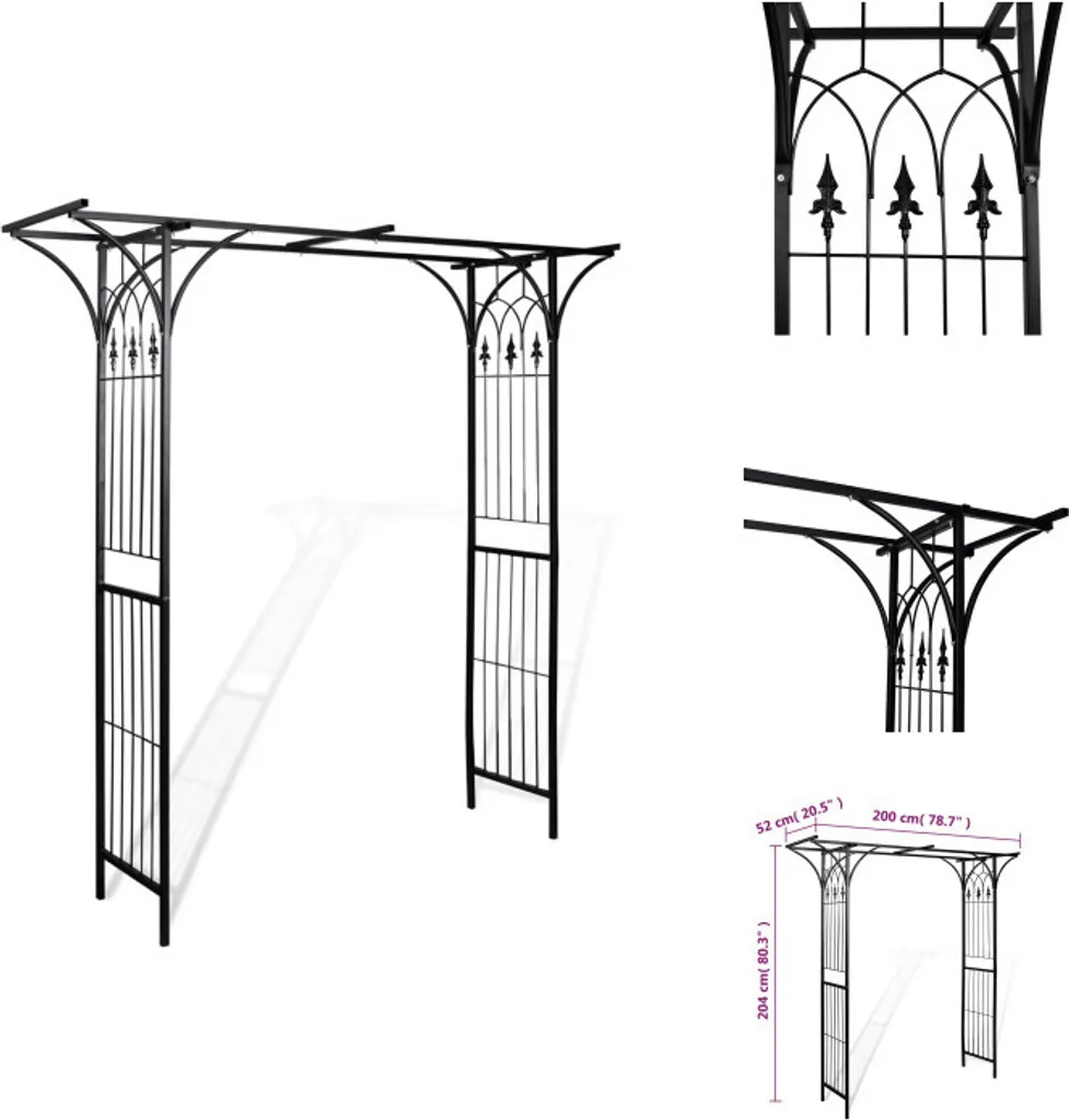 Arc de rosiers vidaXL en métal - Treillis de jardin 204 cm pour pergola