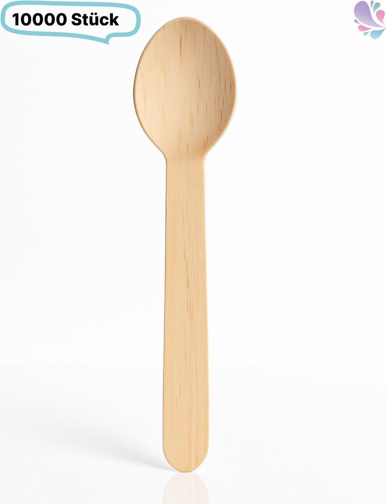 Löffel, Holzlöffel Einwegbesteck, 10.000 Stk, natur, biologisch abbaubar, 15,5 cm