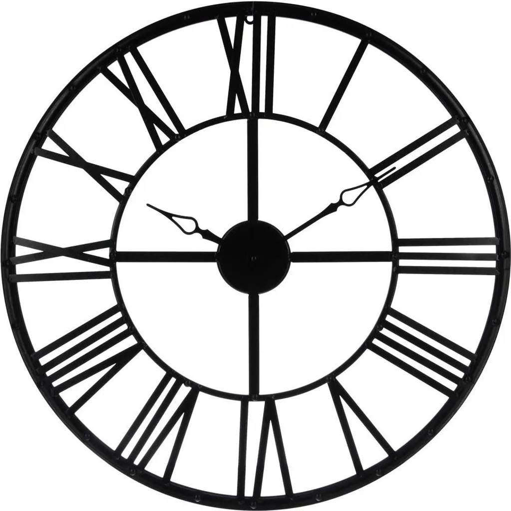 Horloge moderne 70 cm en métal noir mat, format XXL pour décoration murale