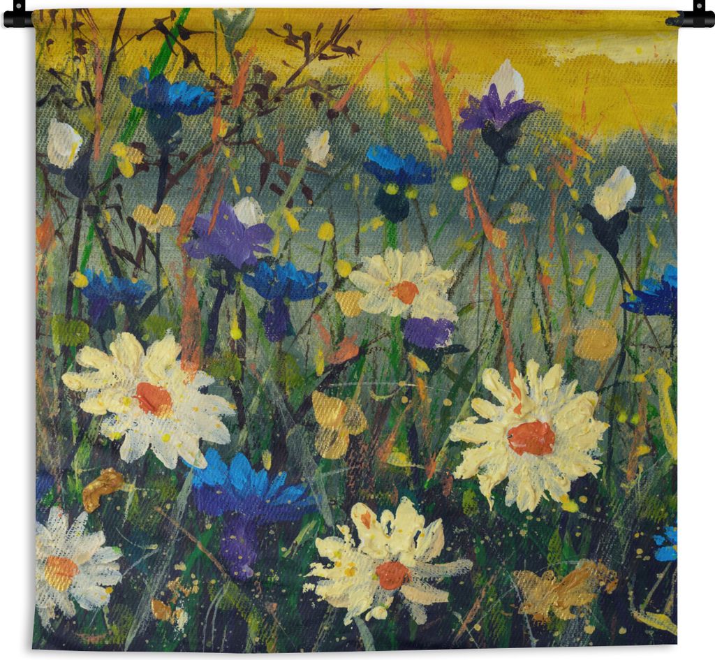 MuchoWow Wandteppich Wandbehang Malerei - Ölfarbe - Natur - Blumen 90x90 cm Tapisserie Dekoration Wandtuch - Wandaufhänger