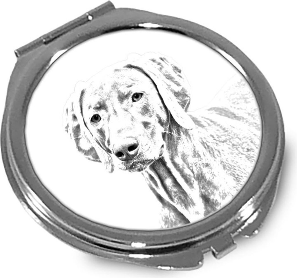 Weimaraner, Weimaraner Vorstehhund - Taschenspiegel mit Hund, personalisierter Taschenspiegel, kompakter Spiegel mit Art-Dog-Logo