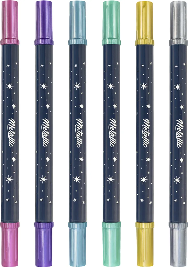 Marqueurs métalliques pour papier noir et scrapbooking - Pack de 6 Duo - 2
