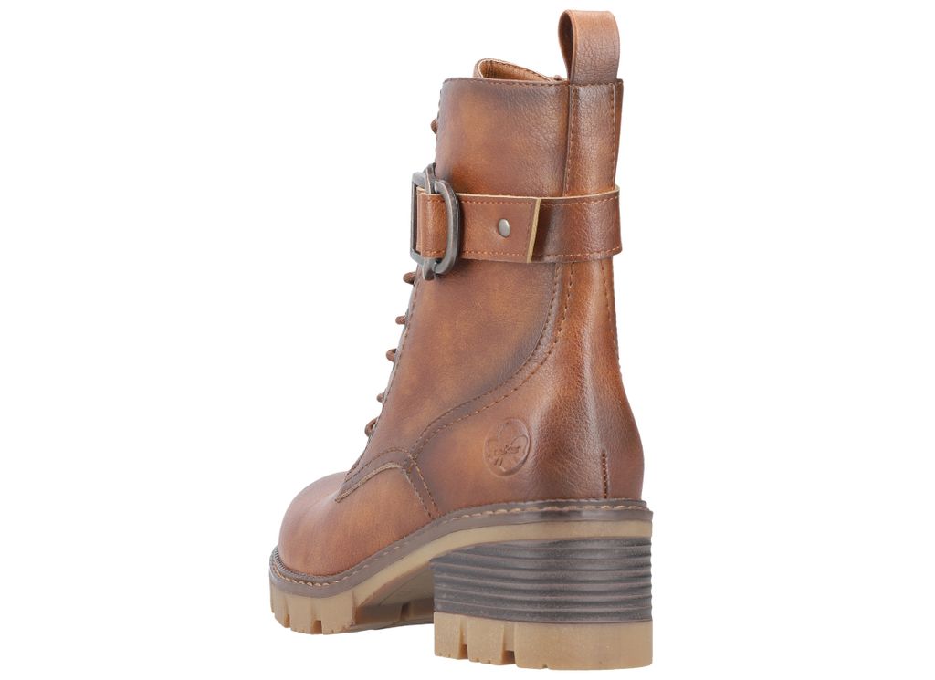 Rieker Damen Stiefelette Schnürboot Profilsohle Zierschnalle 92040, Größe:37 EU, Farbe:Braun