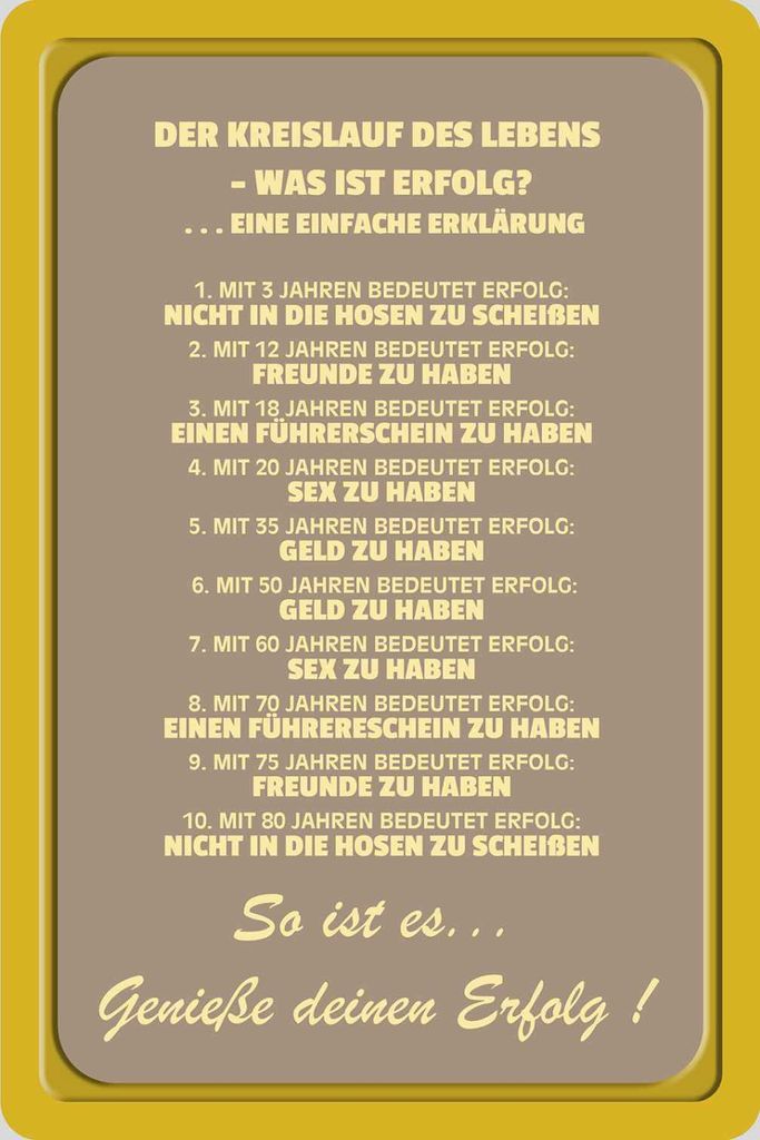 vianmo Holzschild 30x20 cm Kreislauf des Lebens was Erfolg Produktbild 