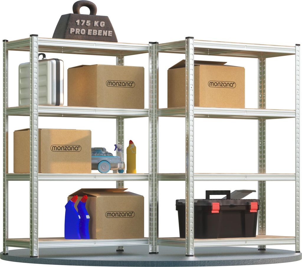 MONZANA® 2x Étagères charge lourde 4 niveaux 160x90x40cm Image du produit 