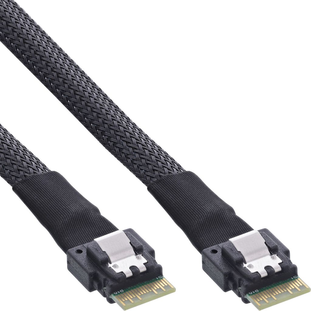 InLine Slim SAS Kabel, SFF-8654 zu SFF-8654, 24Gb/s, 0,5m, 0,5 m, SFF-8654, SFF-8654, Gerade, Gerade, 24 Gbit/s