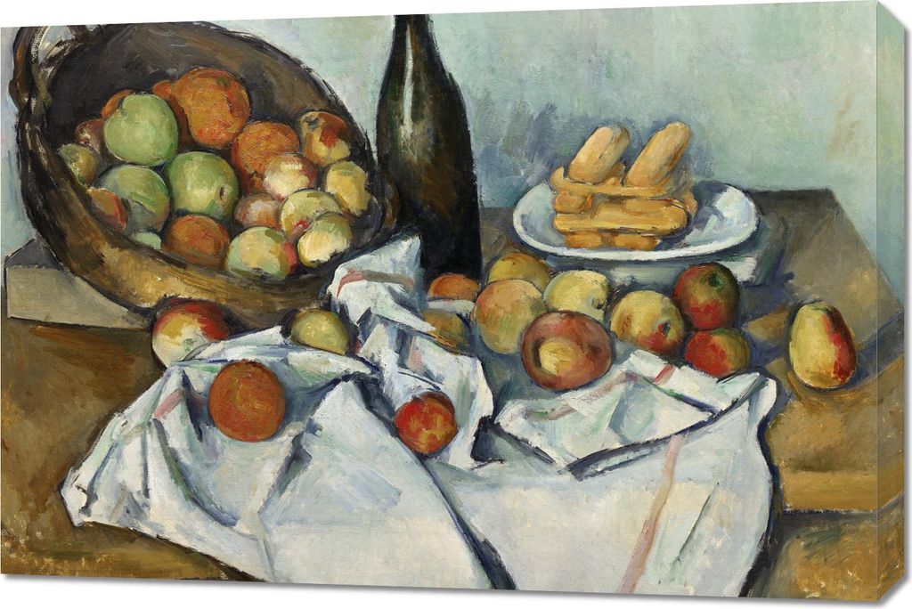 Bild 90x60cm Der Korb mit Äpfeln, Paul Cézanne Vintage für das Wohnzimmer