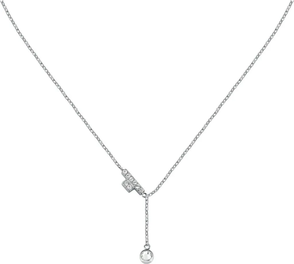 Collier T-Logo TJAXC08 en acier inoxydable et cristaux de luxe brillant