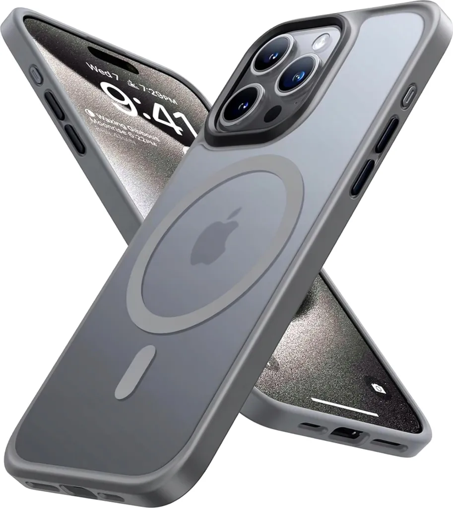 Coque MagSafe Grise iPhone 15 Pro avec Protection Écran Verre 9H - 11