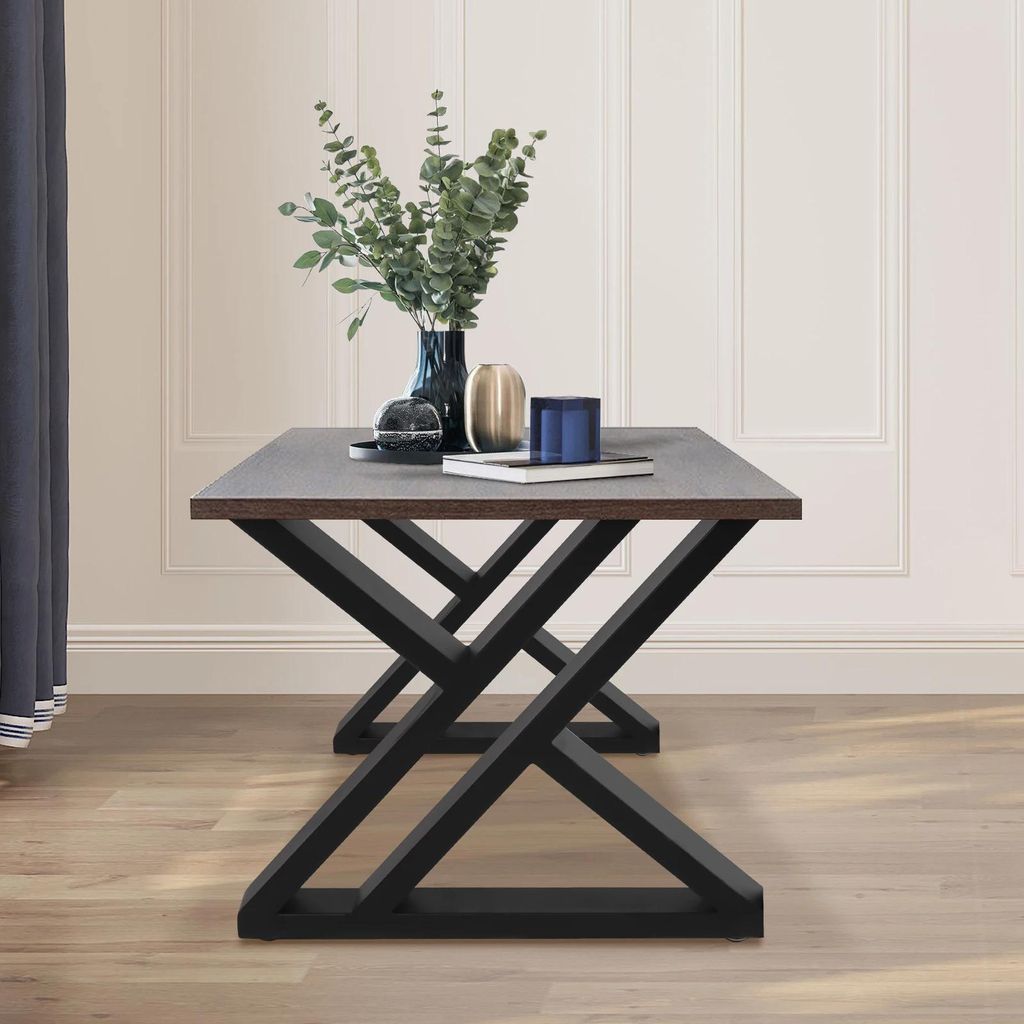 Möbelfüße X-Form 2er Set - Tischbeine für Couchtisch/Schreibtisch - Quadrat-Metallrohr - Industrieller Stil - Schwerlast Höhe 40 cm - Schwarz