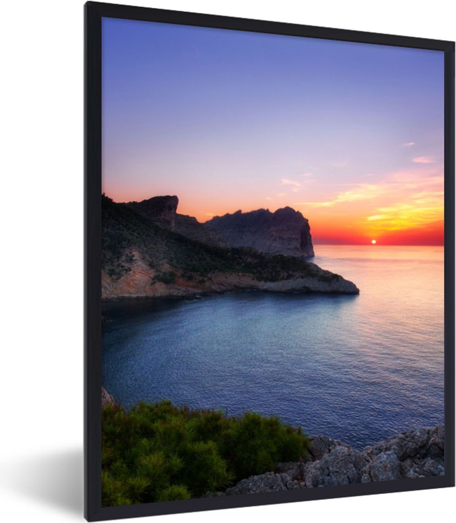 MuchoWow Gerahmtes Poster Meer - Felsen - Berge - Natur 60x80 cm - Poster mit Schwarzem Bilderrahmen Wandposter Rahmen Foto Bilder - Premium - Wa...