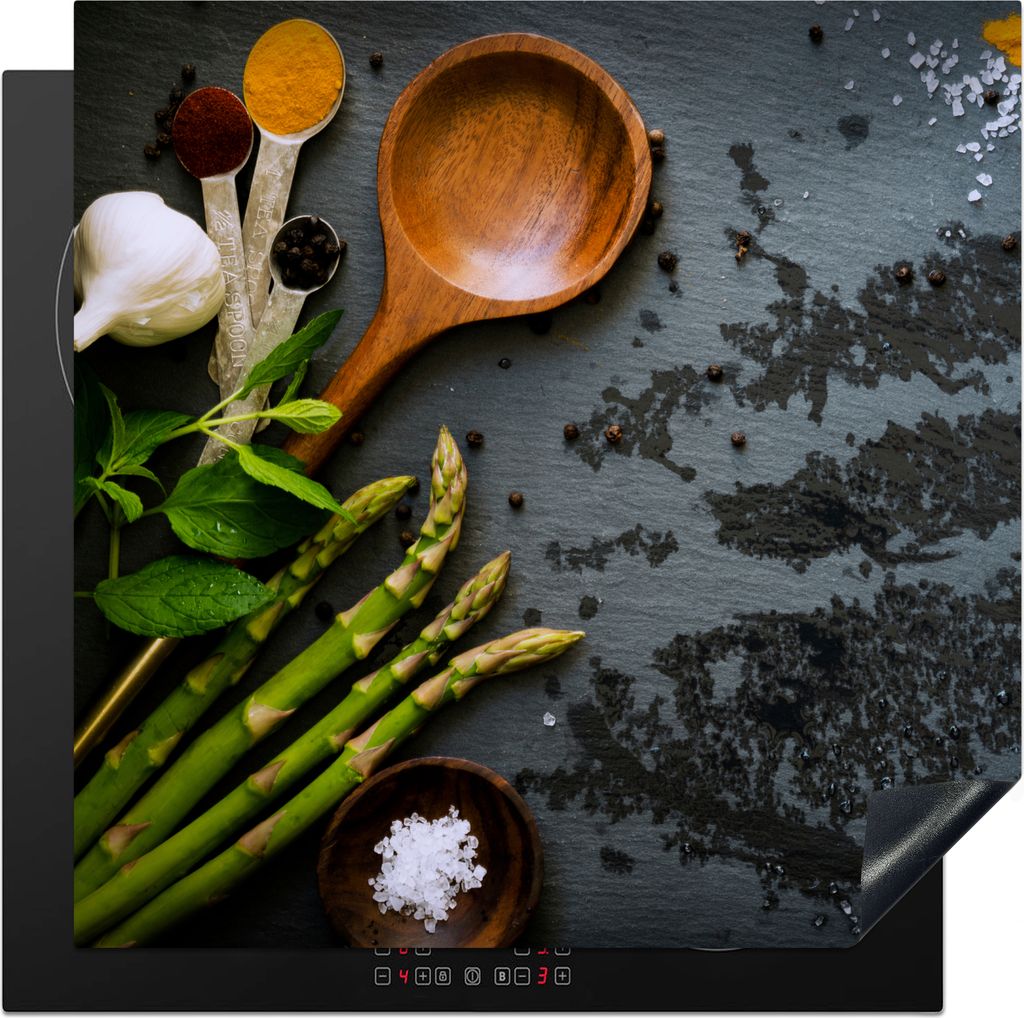 KitchenYeah Herdabdeckplatte Gewürze - Schöpfkelle - Küche , 78x78cm, Küche Deko, Glaskeramikkochfeld Herdabdeckung, Abdeckplatte fùr Kochfeld