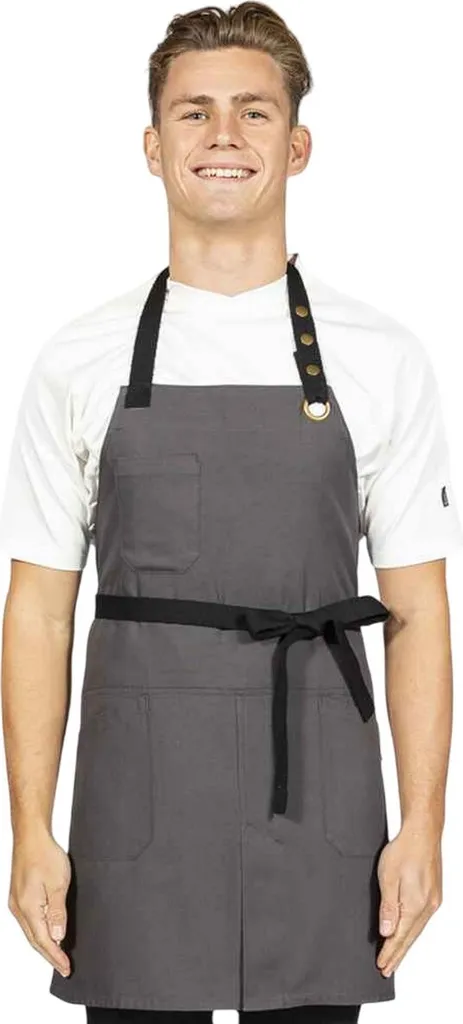 Dennys - Grembiule con pettorina, tela PC7639 (taglia unica) (grigio tempesta)