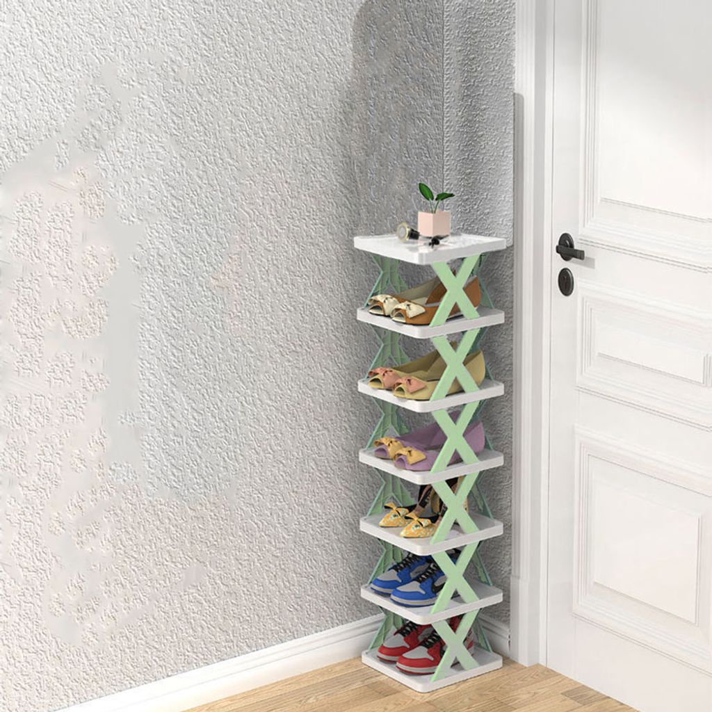 360Home Einfaches Schuhregal abnehmbar Grün 7 Ebenen Produktbild 