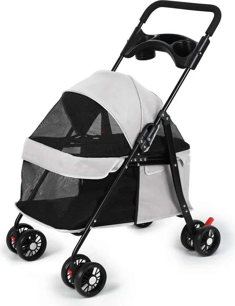 Chariot de transport pour animaux de compagnie 4 roues - Modèle pliable