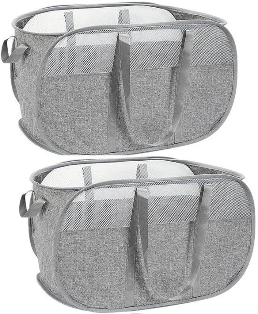 Panier à linge pliable contre l'humidité - Corbeille grise compacte