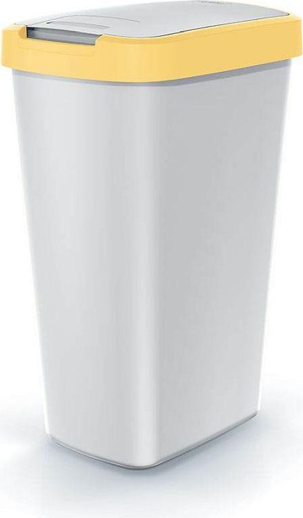 Odpadkový koš COMPACTA Q FLAP - objem: 45 l, barva: popelavá se světle žlutým víkem