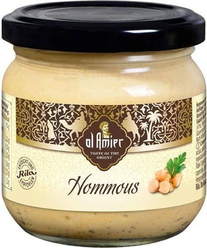 Al Amier Hommous 180 G Glas Vegan Glutenfrei Leicht erdig mit einer Note von Knoblauch und Zitrone