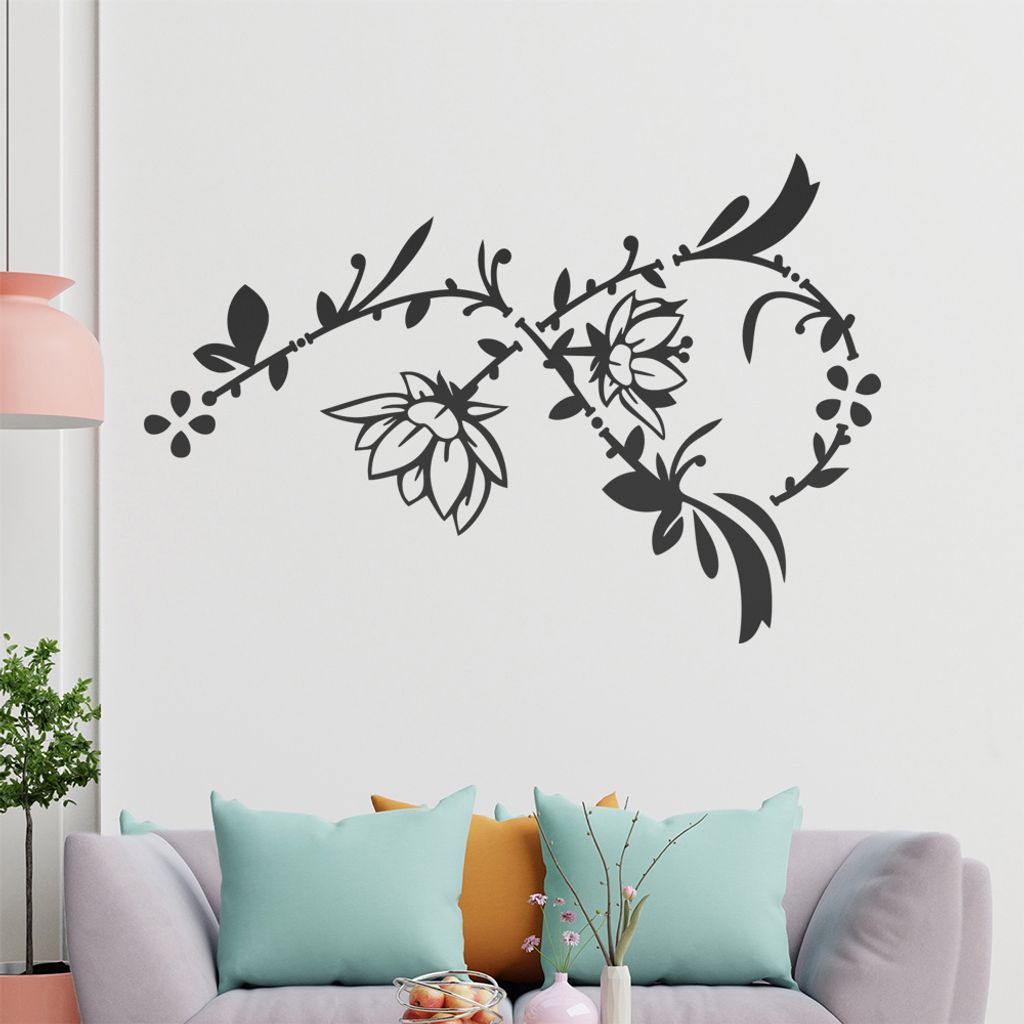 Blume - Ranken Wandtattoo in 6 Größen - Wandaufkleber Wall Sticker - Dekoration, Küche, Wohnzimmer, Schlafzimmer, Badezimmer