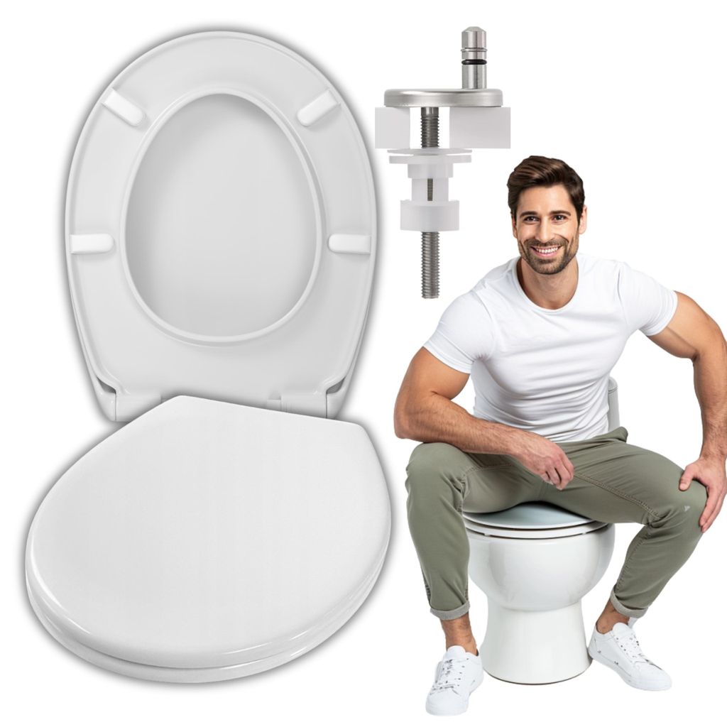 Universal WC-Sitz bis 400 kg, Weiß, Soft-Close, abnehmbar, Produktbild 