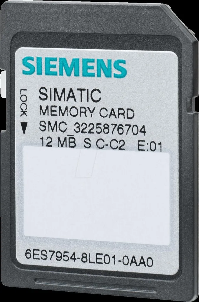 Carte de Stockage SMC 12Mo pour SINAMICS et Automate S7-1500 Siemens