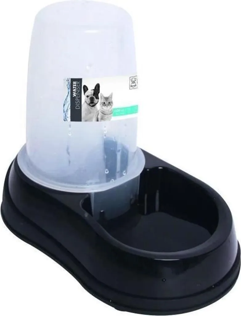 Distributore d'acqua per cani e gatti, 1500 ml, nero, plastica Distributore d'acqua con contenitore trasparente
