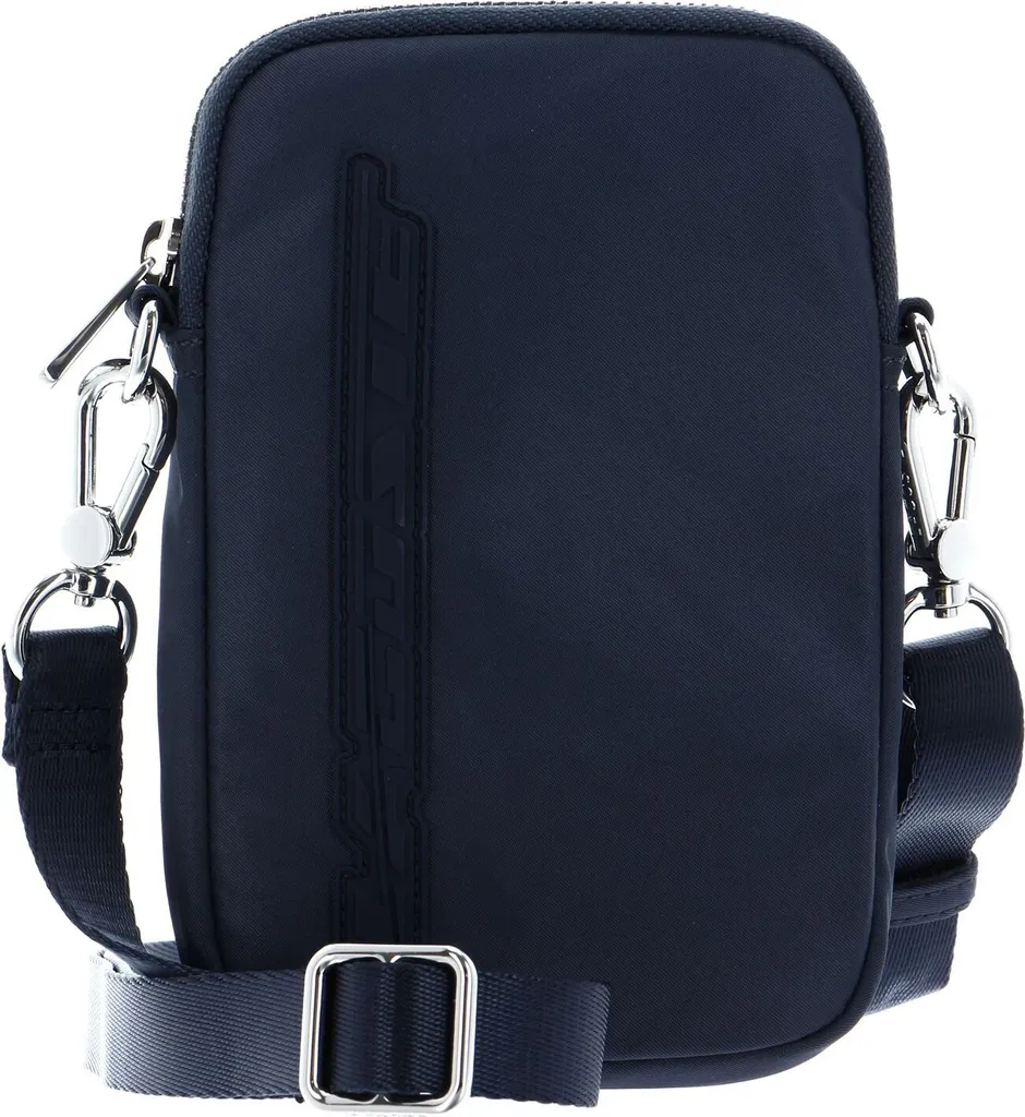 Sac téléphone Lacoste bleu nuit et blanc - Porte-téléphone chic zippé