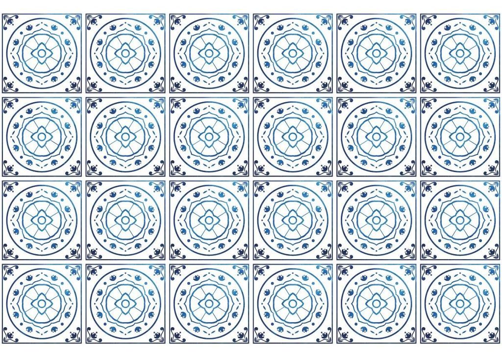 Wandfliesenaufkleber für Küche und Bad – 24 Delft Rotterdam Zementfliesenaufkleber – 24 Aufkleber 15 x 15 cm
