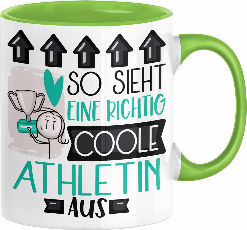 Athletin Geschenk Tasse Lustig Geschenkidee für Athletin Geburtstag So Sieht Eine Richtig Coole Athletin Aus Frauen Spruch (Grün)