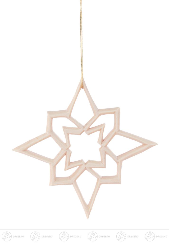 Baumschmuck Behang Stern geschnitzt Breite x Höhe x Tiefe 10 cmx10 cmx0,5 cm NEU