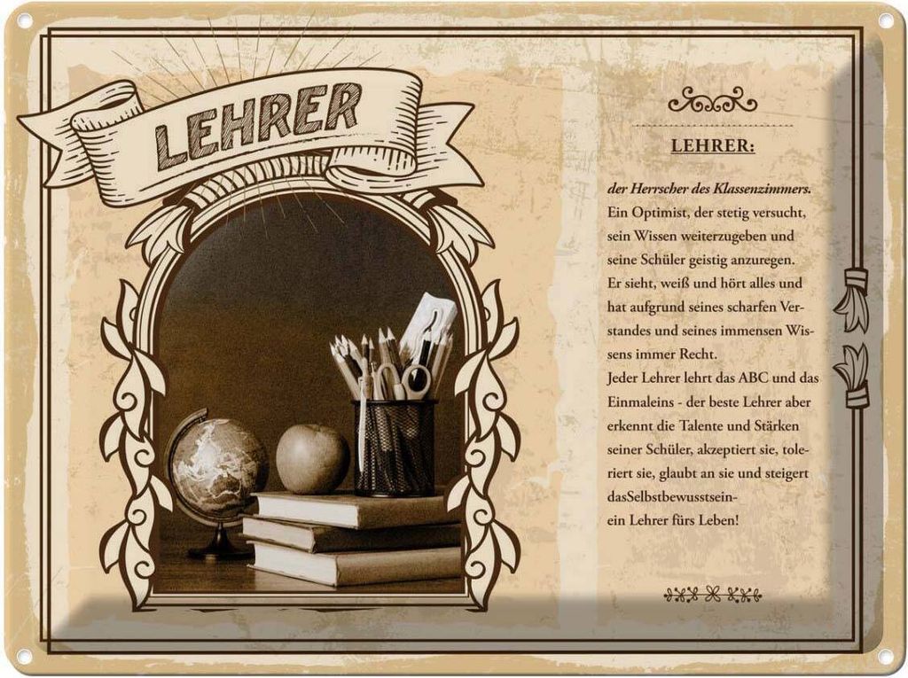 vianmo Blechschild 30x40 cm Lehrer Herrscher Klassenzimmers Beruf Arbeit